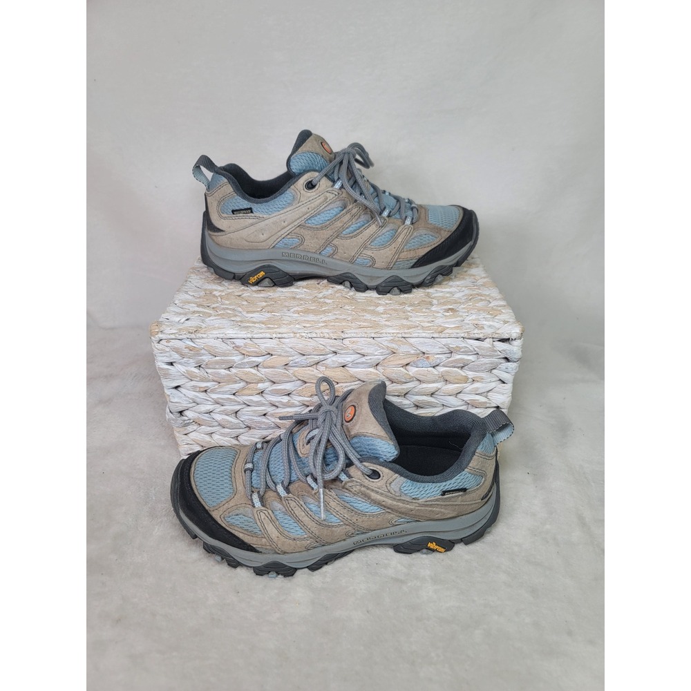 Merrell Moab 3 Waterproof Hiking Shoes Gray Blue Gorpcore Granola Womens 7.5